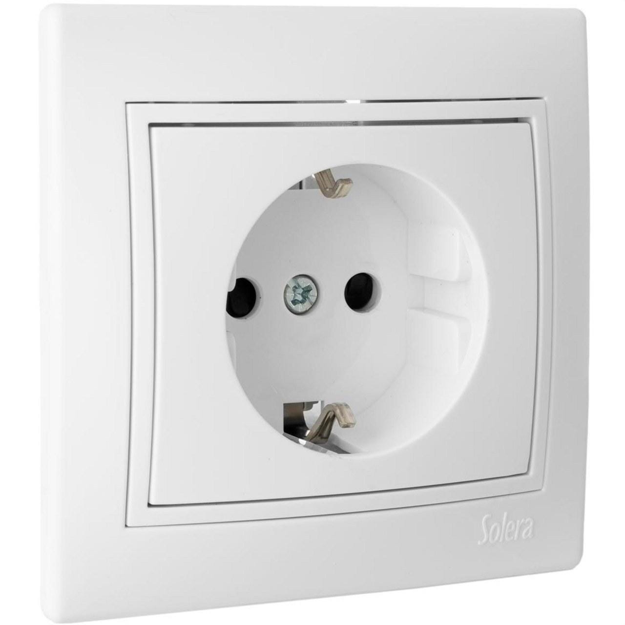 SOLERA - Base enchufe 2P+TT con obturador 16A 250V 83x81 tornillo blanco