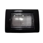 GEWISS - Placa autoportante estanca 4 módulos en negro tóner para instalar en caja rectangular de empotrar IP55