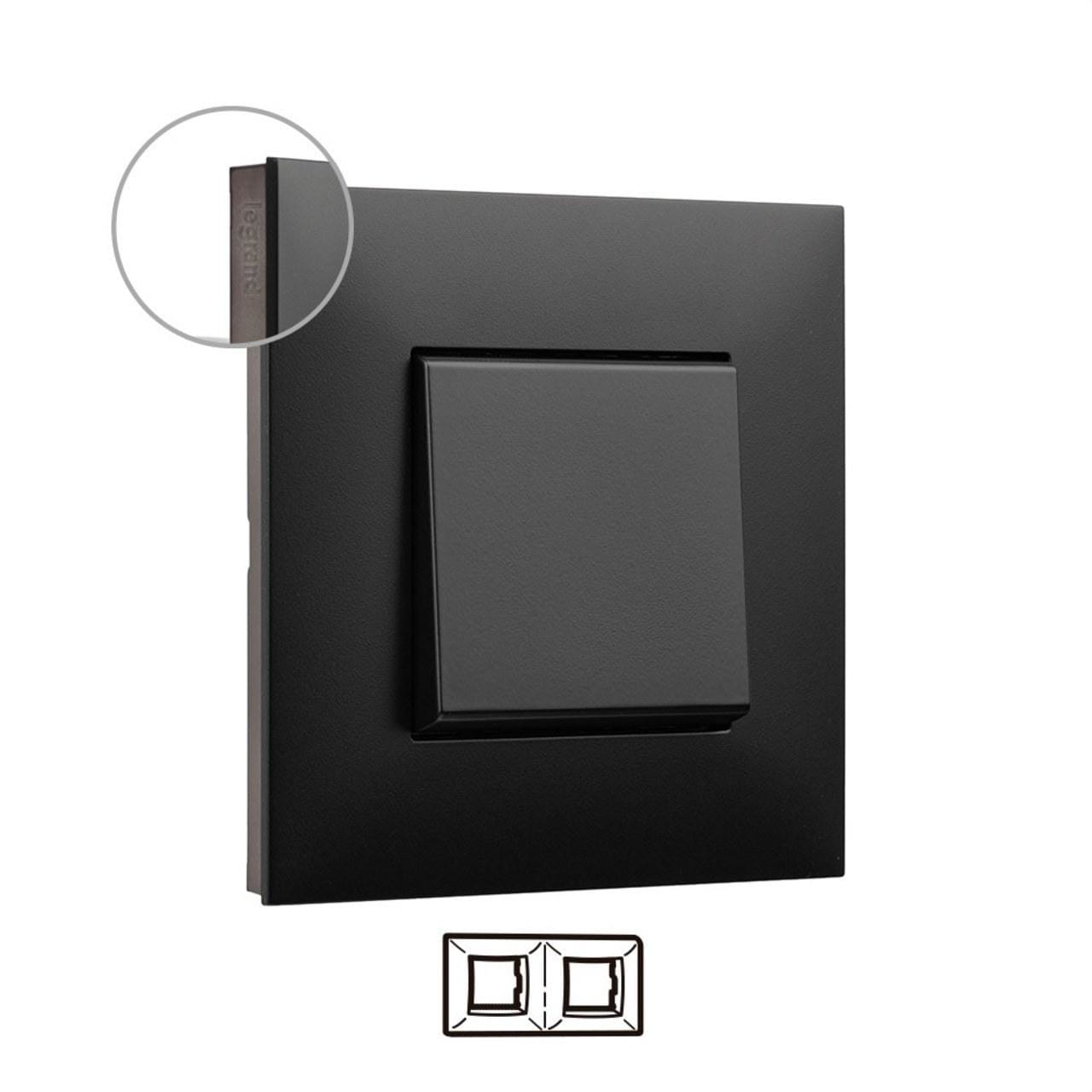 LEGRAND - Placa VALENA NEXT con 2 elementos dark/cromo