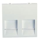 MMCONECTA - Módulo plano de 45x45 con antipolvo blanco nieve para 2 conectores tipo Keystone 19,4mm/20,4mm/Commscope (Systimax)