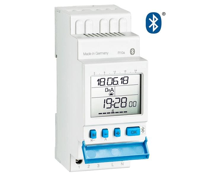 DINUY - Interruptor astronómico 2 canales diario/semanal. Programable por Bluetooth