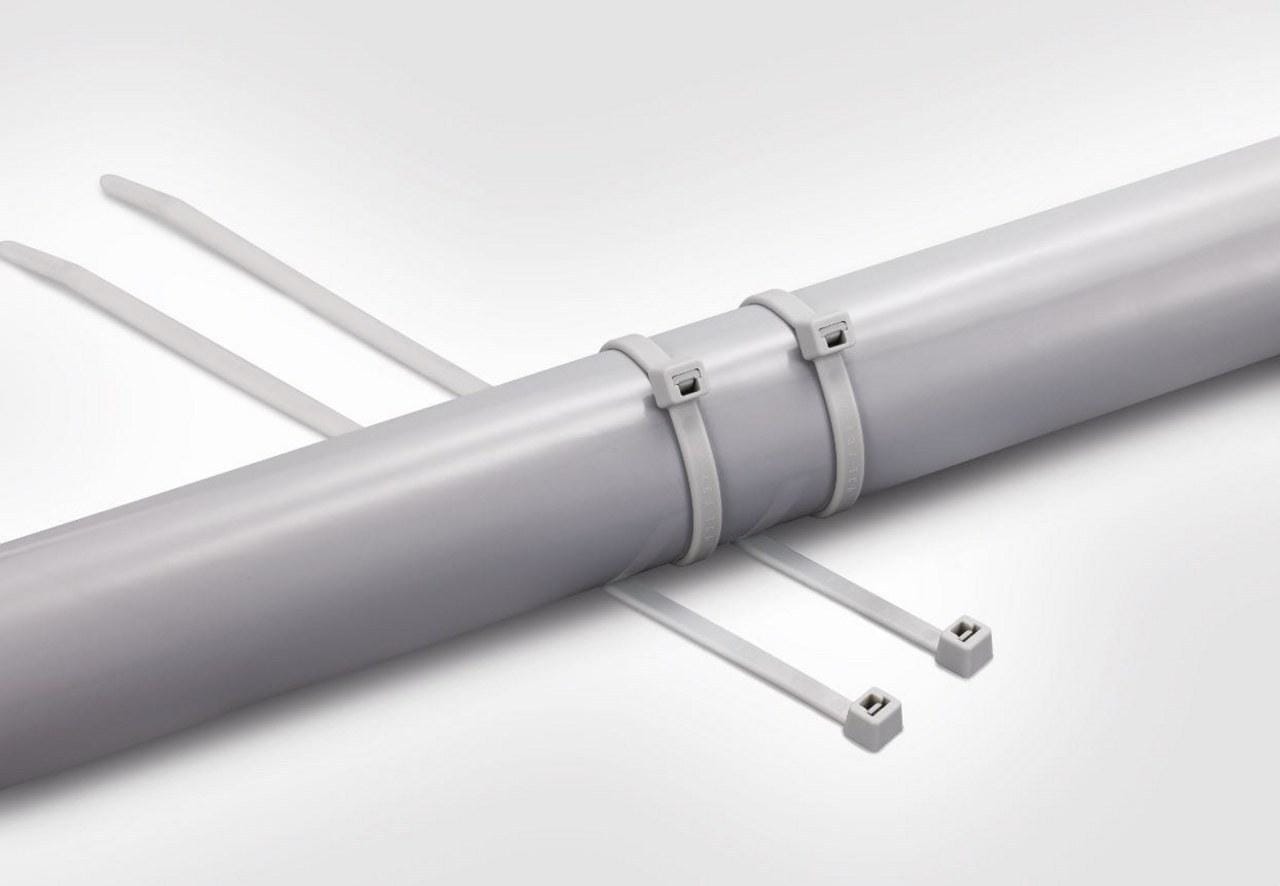 HELLERMANNTYTON - Brida Serie T 200x4,6mm gris RAL7035 para fijación de cables tubos y mangueras