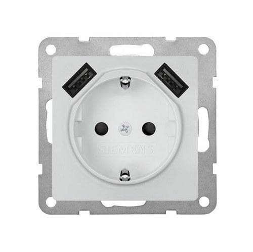 BJC - Base enchufe Schuko con doble USB 2.4A serie Viva blanco polar