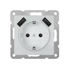 BJC - Base enchufe Schuko con doble USB 2.4A serie Viva blanco polar