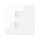 SIMON - Tapa V&D plana CG SIMON 100 para 2 ventanas RJ45 blanco brillante