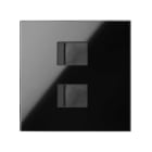 SIMON - Tapa V&D plana CG SIMON 100 para 2 ventanas RJ45 negro brillante