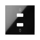 SIMON - Tapa SIMON 100 para 2 conectores USB y 2 módulos negro brillante