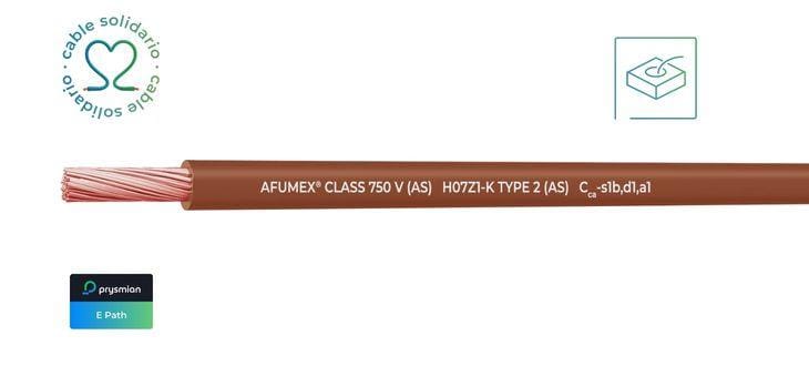 PRYSMIAN - Cable AFUMEX Class 750 V (AS) H07Z1-K TYPE 2 (AS) Cca-s1b,d1,a1 1x1,5 (MARRON) CAJA 200m