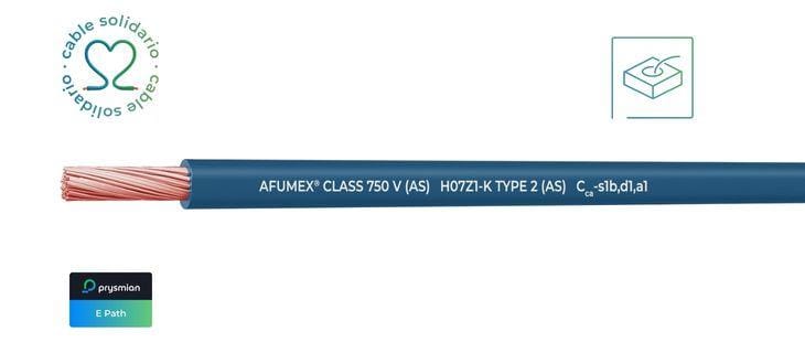 PRYSMIAN - Cable AFUMEX Class 750 V (AS) H07Z1-K TYPE 2 (AS) Cca-s1b,d1,a1 1x2,5 (AZUL) CAJA 200m