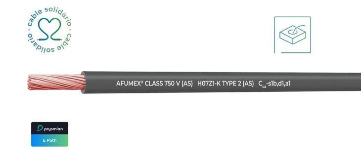 PRYSMIAN - Cable AFUMEX Class 750 V (AS) H07Z1-K TYPE 2 (AS) Cca-s1b,d1,a1 1x16 (GRIS) CAJA 100m
