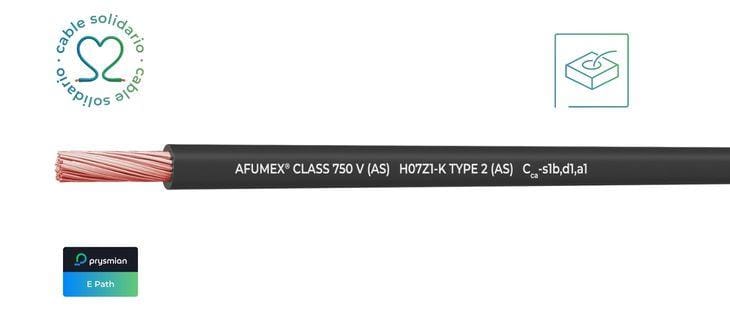 PRYSMIAN - Cable AFUMEX Class 750 V (AS) H07Z1-K TYPE 2 (AS) Cca-s1b,d1,a1 1x16 (NEGRO) CAJA 100m