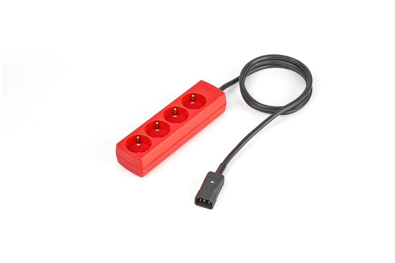 SALICRU - Cable salida 4 tomas IEC C14/4 schuko 2m 10A, rojo