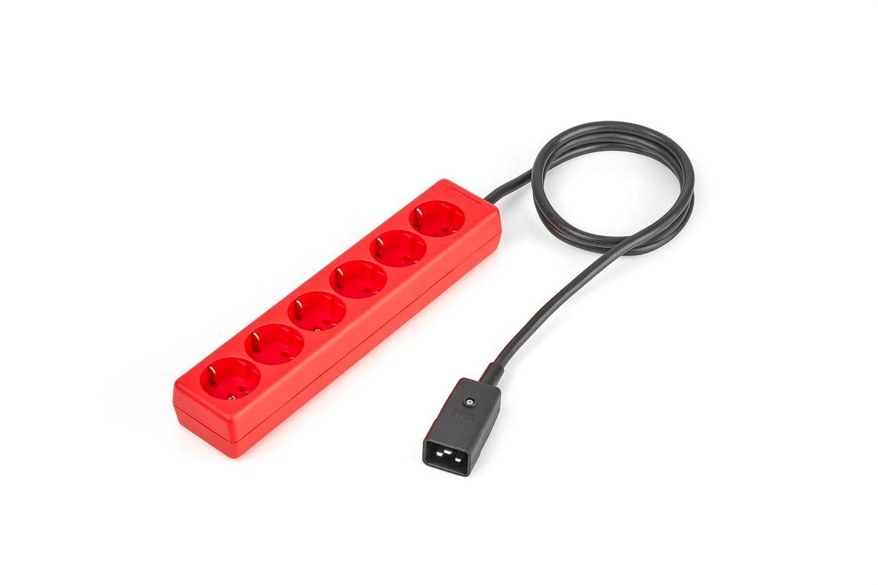 SALICRU - Cable salida 6 tomas IEC C20/6 schuko 2m 16A, rojo