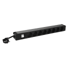 LEGRAND - PDU 1-U 19" con 8 bases Schuko, interruptor luminoso y cable 3m con clavija 16A 2P+T