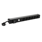LEGRAND - PDU 1-U 19" con 6 bases Schuko, protección sobretensión y cable 3m con clavija 16A 2P+T
