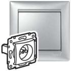 LEGRAND - Base de corriente Valena - Estándar francés - 2P+T con obturadores - 10/16A - 230 V~ - Aluminio brillante