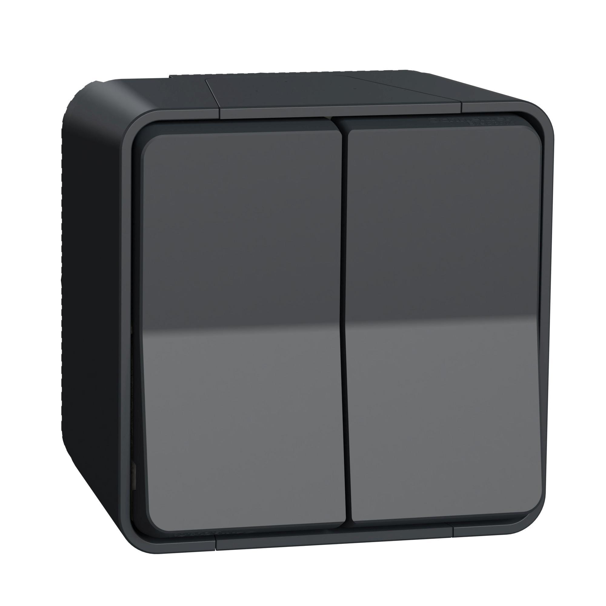Schneider Electric - Doble conmutador de superficie de la gama MUREVA STYL gris