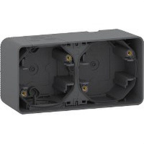 Schneider Electric - Caja doble MUREVA STYL gris para instalación en superficie horizontal (IP55)