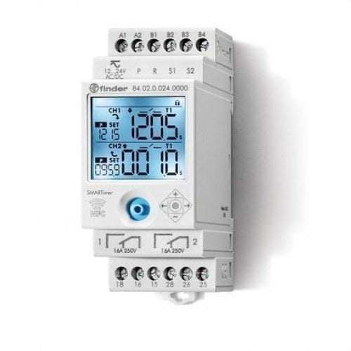 FINDER - SMARTimer multifunción SERIE 84, 2 contactos conmutados, 16A, 110...240V AC/DC (emb.1u)