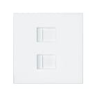 SIMON - Tapa V&D plana CG SIMON 100 para 2 ventanas RJ45 blanco mate