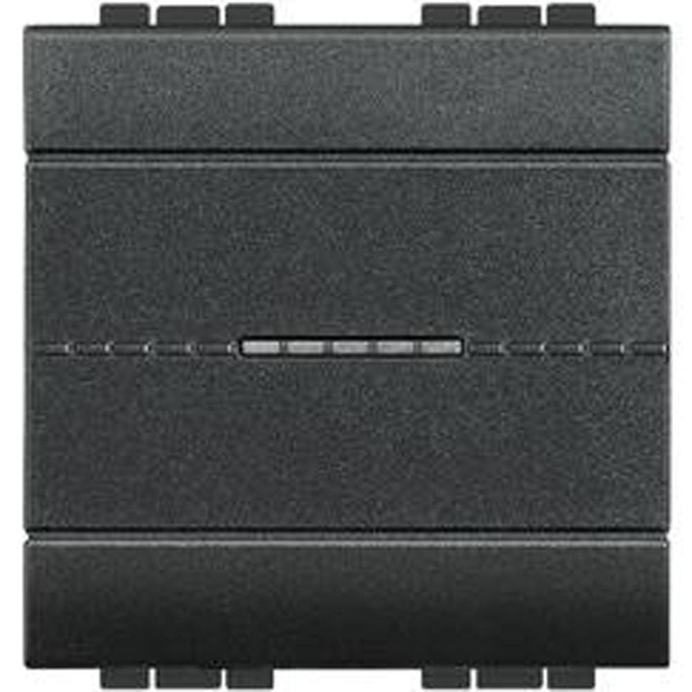 BTICINO - Pulsador luminoso axial Livinglight 10A - 250 V~ - borne auto - 2 módulos - Antracita