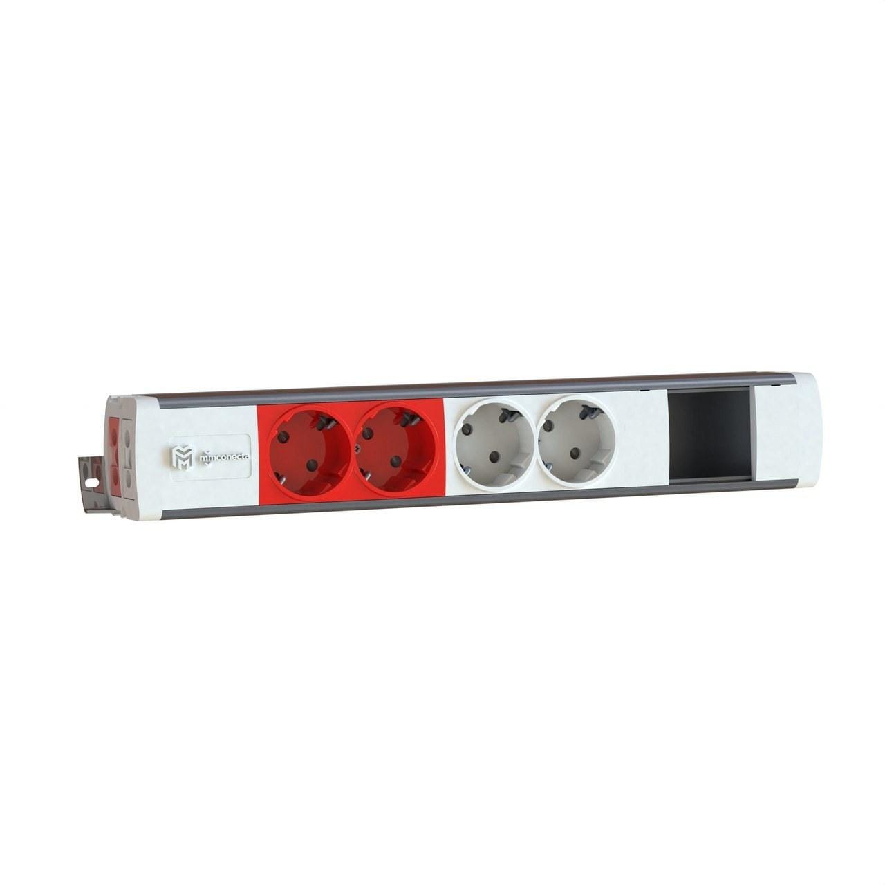 MMCONECTA - Regleta Easyblock BASIC 4 schukos blanco rojo / blanco nieve