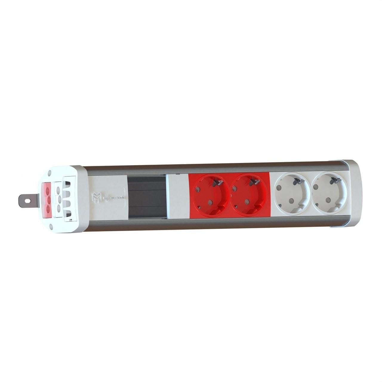 MMCONECTA - Regleta Easyblock ONE 4 schukos blanco rojo / blanco nieve