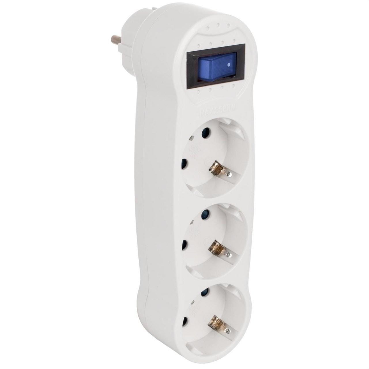 SOLERA - Adaptador bipolar 3 tomas TT laterales 16A 3680W blanco