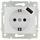 SOLERA - Base enchufe 2P+TT con obturador 16A 250V USB 83x81 blanco