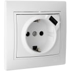 SOLERA - Base enchufe 2P+TT con obturador 16A 250V+USB 2,1A 5V