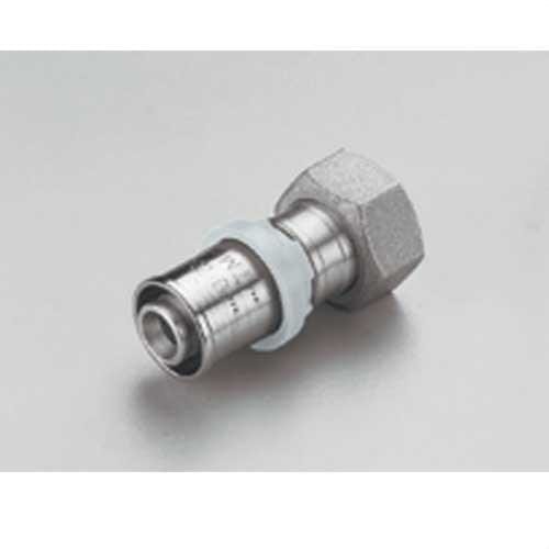 TIEMME - Racor recto móvil 1665SN 20x1/2" estañado con base plana para tubo multicapa