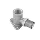 TIEMME - Codo 90° 1656SMSN 18x1/2 40mm con base de 3 orificios de cuello corto gama estañada para tubo multicapa