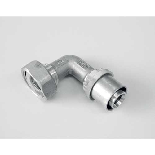 TIEMME - Codo 90° H móvil 1660BPSN26x3/4 con junta plana gama estañada para tubo multicapa