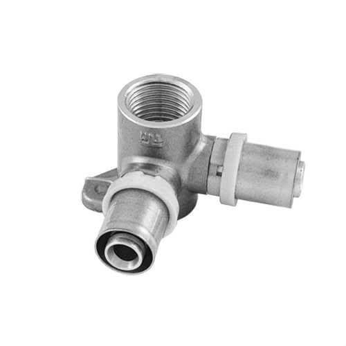 TIEMME - Codo 90° 676SMSN con base de cuello corto 16x1/2"x16 40mm gama estañada para tubo multicapa