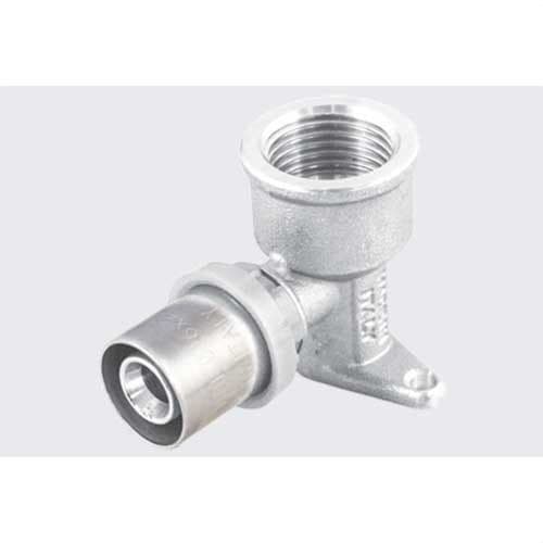 TIEMME - Codo 90° 1656DFCTSN con base de 2 orificios 16x1/2" ISO228 para tubo multicapa