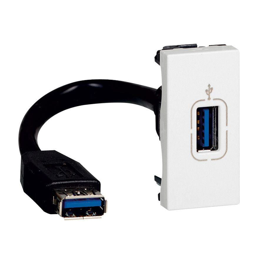 LEGRAND - Base datos Mosaic - USB 3.0 hembra - 1 módulo - preconectorizada - Blanco