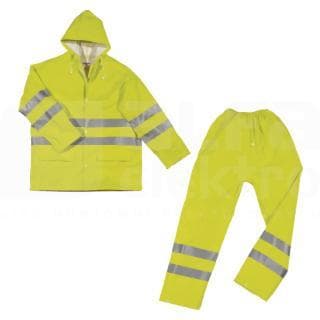 DELTA PLUS - Conjunto de lluvia alta visibilidad de poliuretano talla L amarillo fluor