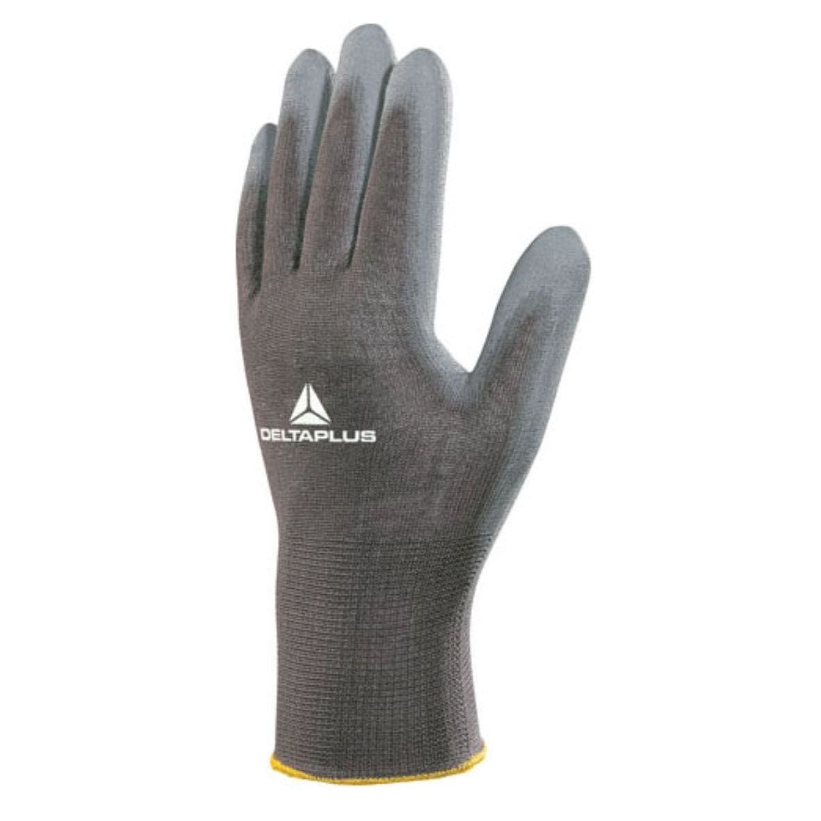 DELTA PLUS - Guante punto poliamida palma poliuretano gris talla 6