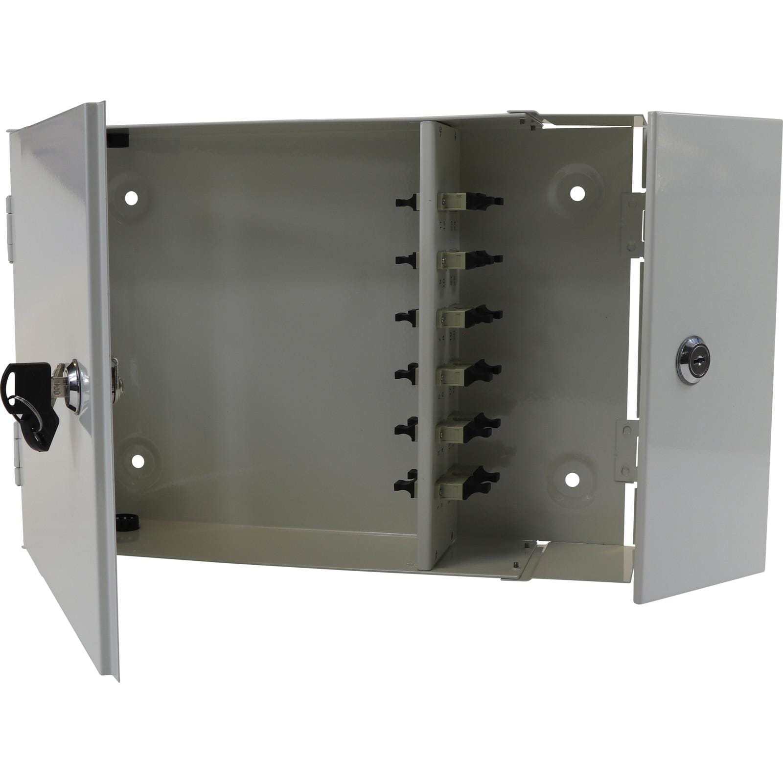 EXCEL - 12 PORT SC SIMPLEX 2 DOOR LOCKABLE PATCH BOX-LOADED
