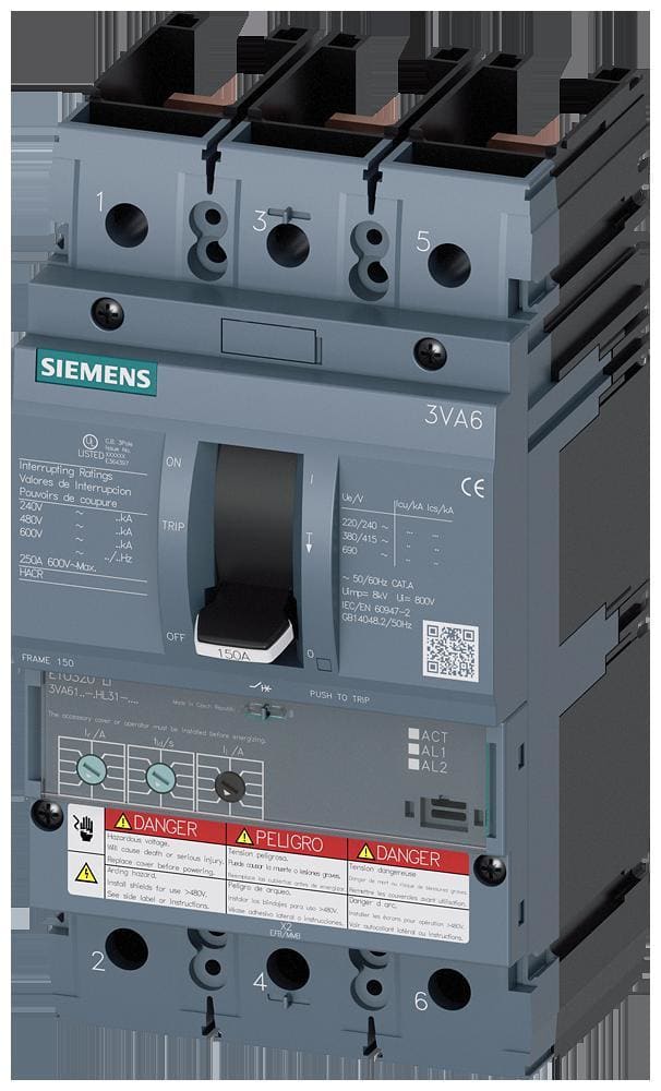SIEMENS - AUT.3VA6 UL To.150 CL.PODER CT.H 65kA 480V 3 P,PROT.DISTRIBUCIONES ETU320,LI