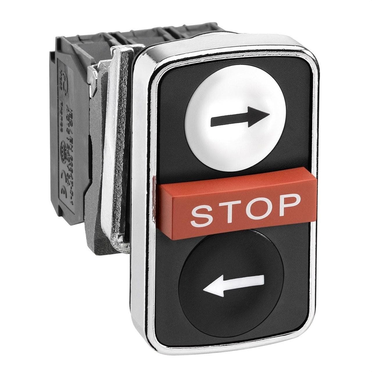 Schneider Electric - Pulsador XB4 triple-STOP-blanco rasante / rojo saliente / negro rasante 1 NA+1 NC+1 NA