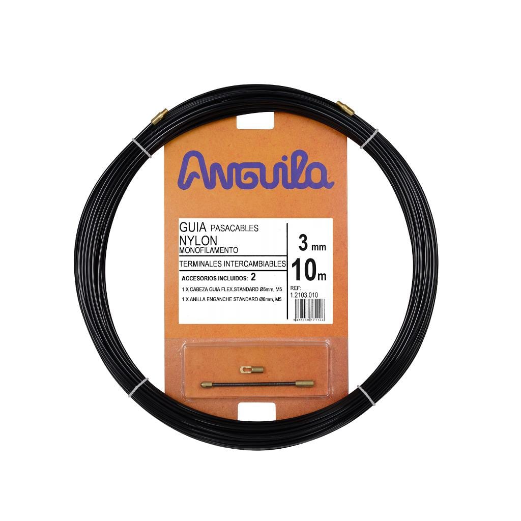 ANGUILA - Pasacables Int. Nylon 3mm Negro 10m