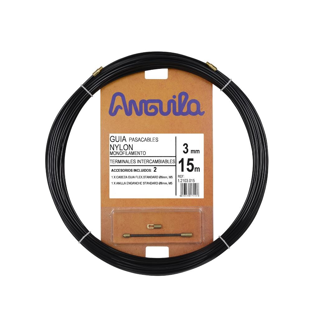 ANGUILA - Pasacables Int. Nylon 3mm Negro 15m