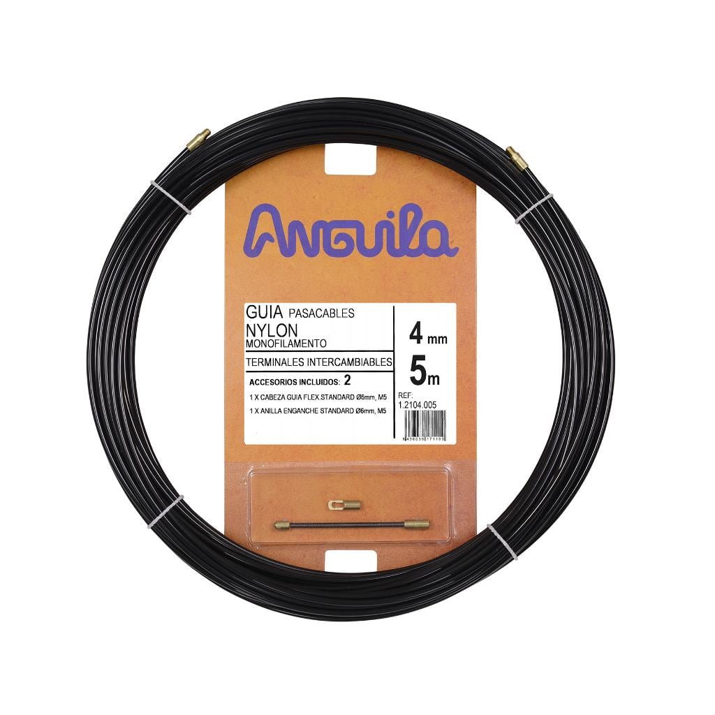 ANGUILA - Pasacables Int. Nylon 4mm Negro 5m