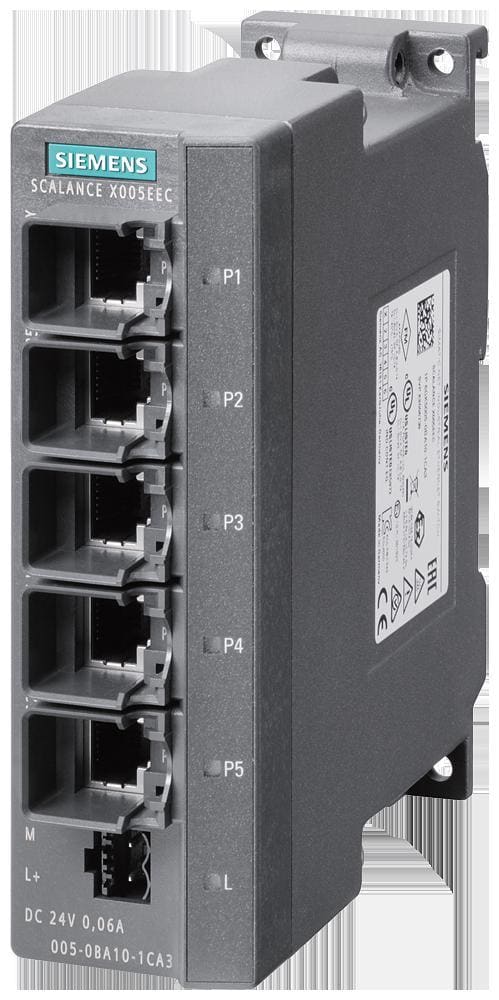SIEMENS - Interruptor de nivel de entrada no gestionado con 5 x 10/100Mbit/s puertos RJ45, LEDs de diagnóstico, IP30