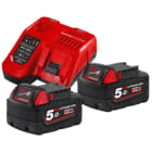 MILWAUKEE - KIT 2 BATERIAS M18 B5+ CARGADOR M12-18 FC