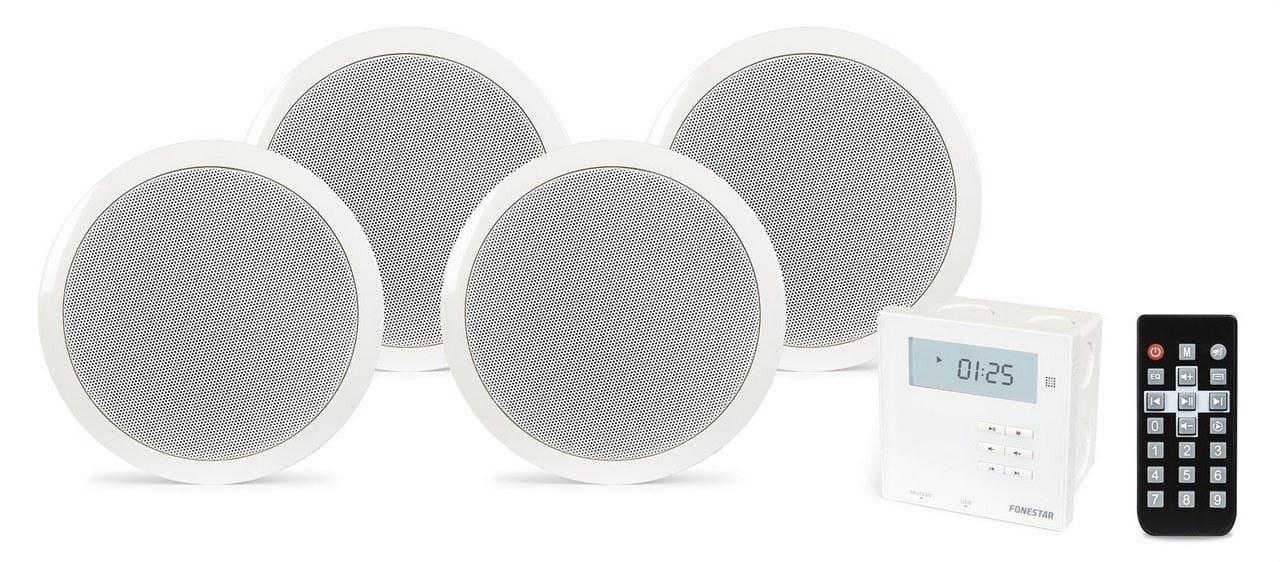 FONESTAR - Kit amplificador de pared y 4 altavoces de techo