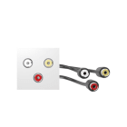 SIMON - Conector SIMON 400 3xRCA H-H con latiguillos y placa incorporada blanca