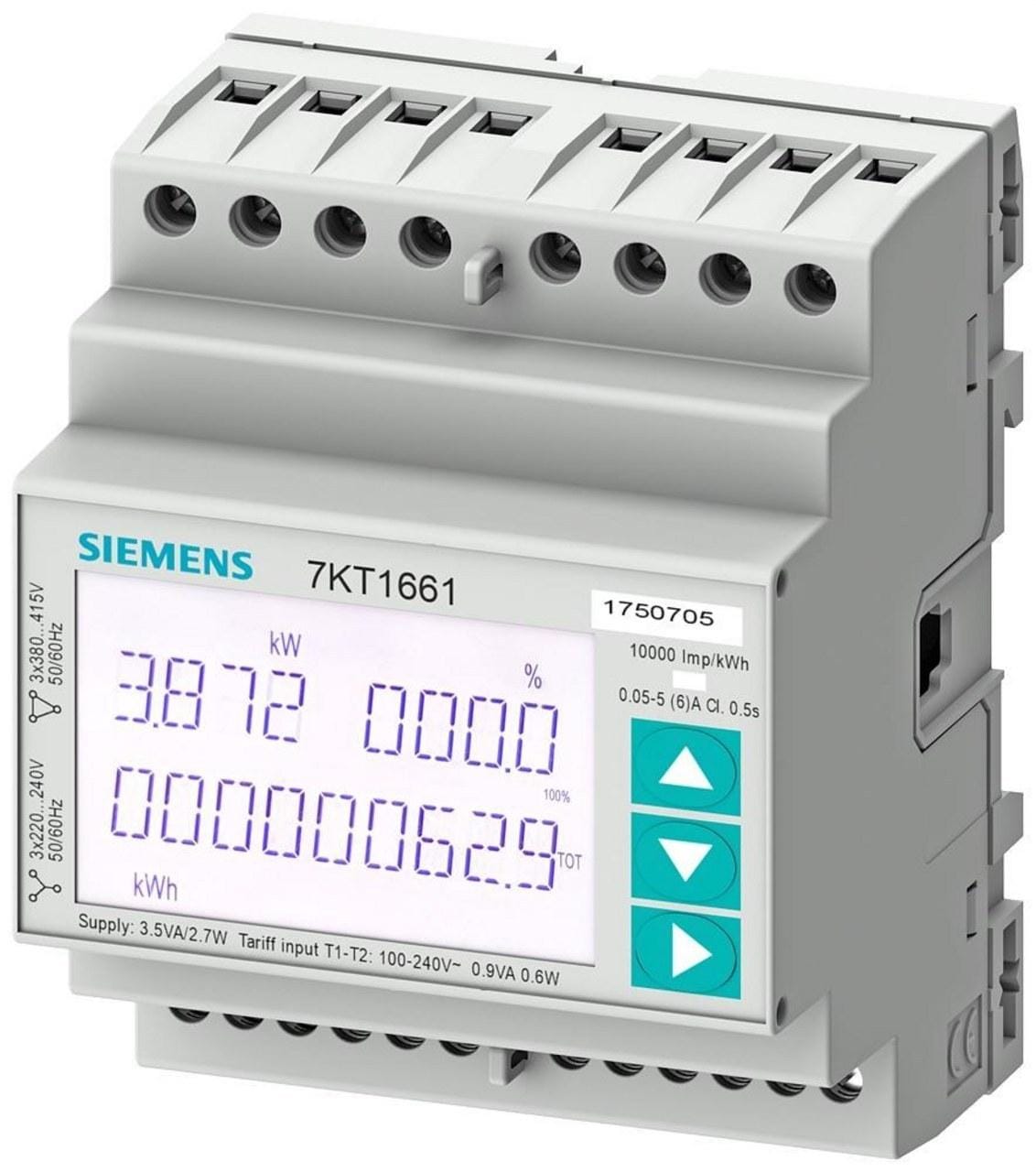 SIEMENS - Aparato de medida Sentron, 7KT PAC1600, LCD, l-l: 400V, L-N: 230V, 5A, equipo para perfil din, Modbus RTU/ASCII