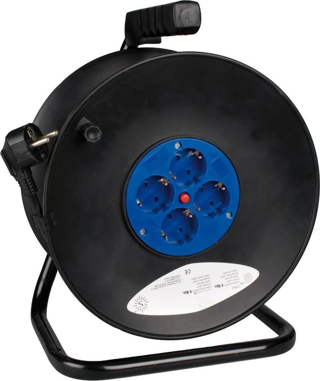 SOLERA - ENROLLACABLE 4 TOMAS BIPOLAR 16A 250V~. 25M.  MANGUERA H05VV-F 3G1,5MM². POT.MAX.EXTENDIDO 3500W